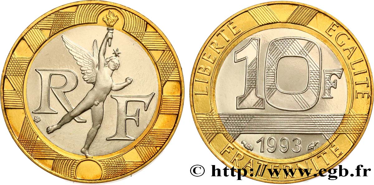 10 francs Génie de la Bastille, Belle Épreuve 1993 Pessac F.375/10 var. FDC 