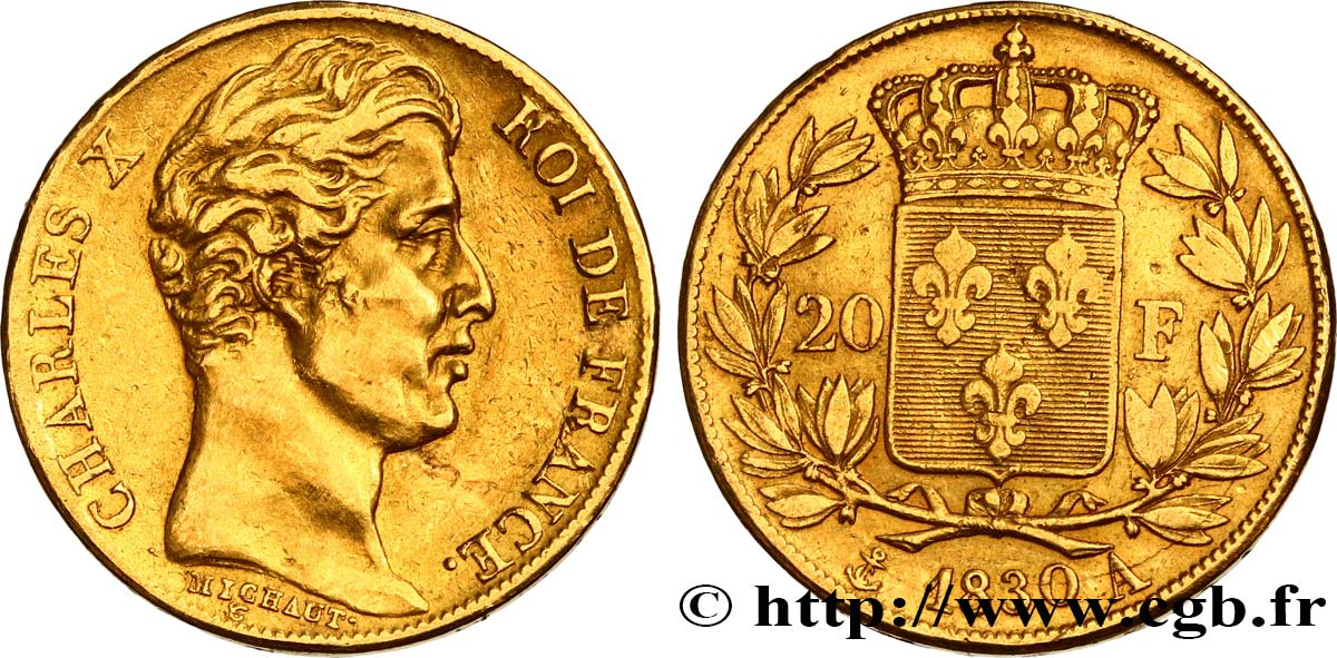 20 francs Charles X 1830 Paris F.520/12 XF40 