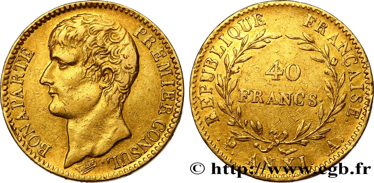 40 francs or Bonaparte Premier Consul 1803 Paris F.536/1 SS45 