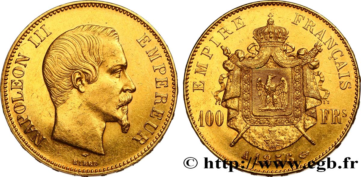 100 francs or Napoléon III tête nue 1856 Paris F.550/3 SUP 