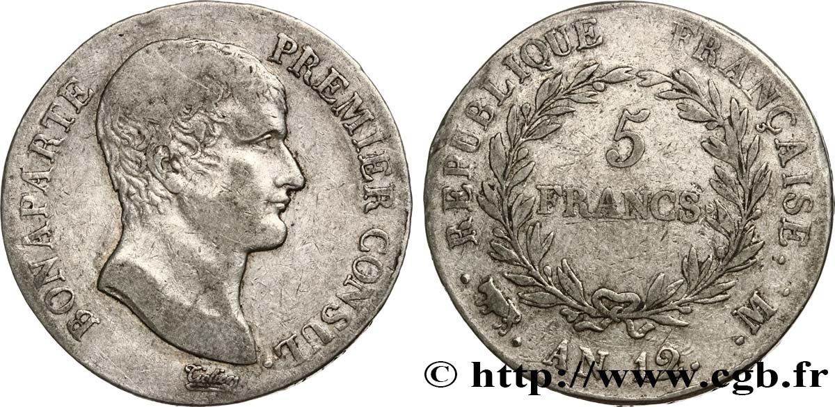 5 francs Bonaparte Premier Consul 1804 Toulouse F.301/20 TB30 