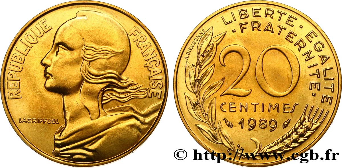 20 centimes Marianne, Brillant Universel 1989 Pessac F.156/29 FDC 