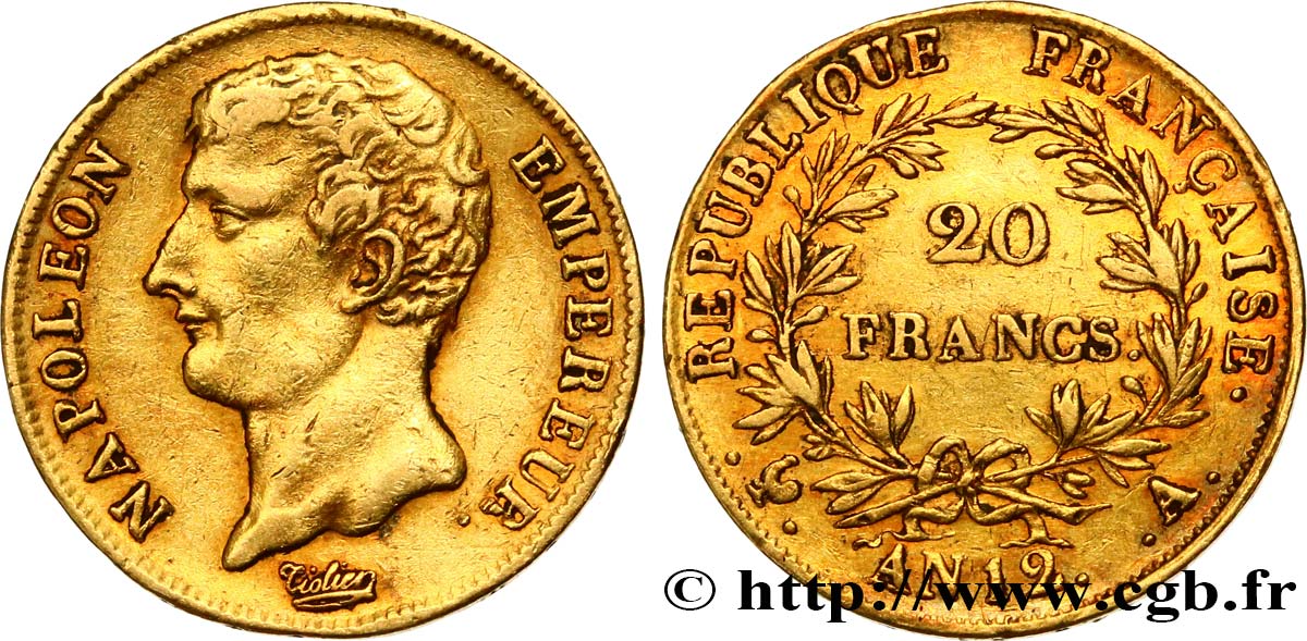 20 francs or Napoléon Empereur, buste intermédiaire 1804 Paris F.511/1 TTB 