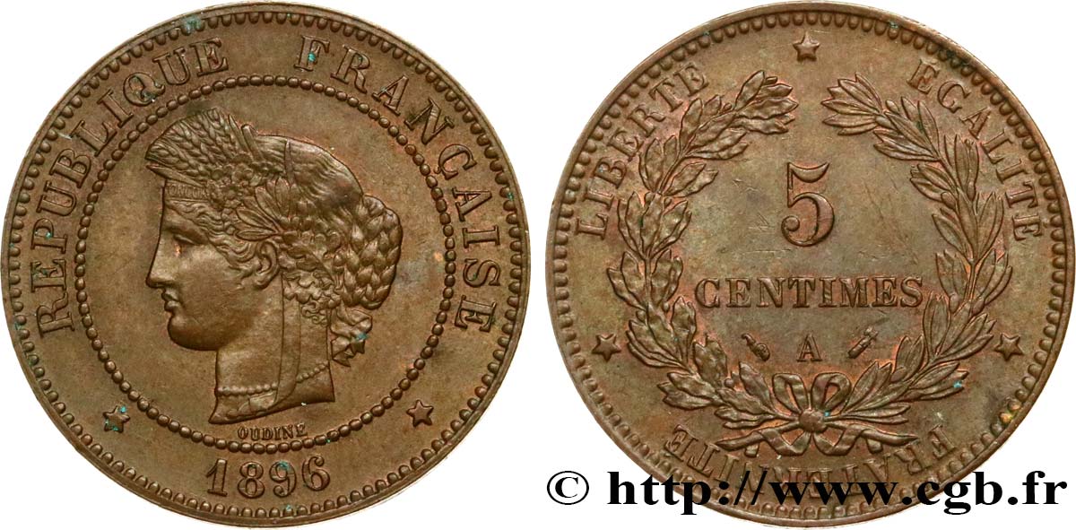 5 centimes Cérès 1896 Paris F.118/37 AU53 