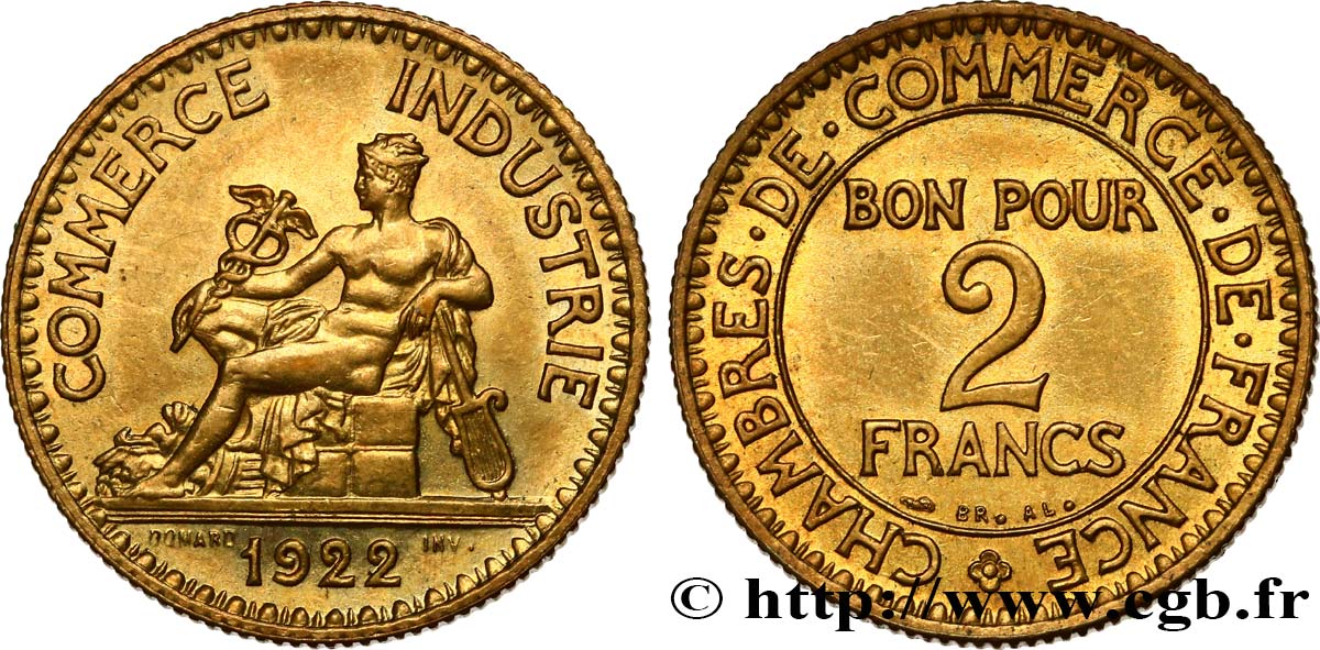 2 francs Chambres de Commerce 1922  F.267/4 AU 