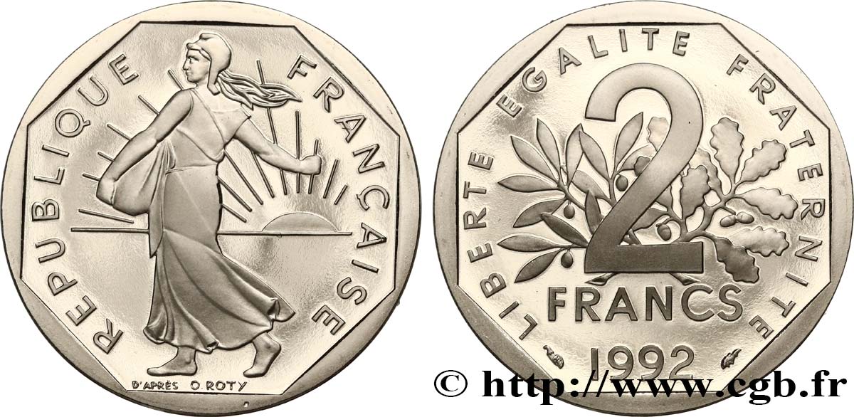 2 francs Semeuse, nickel, Belle Épreuve 1992 Pessac F.272/17 var. ST 