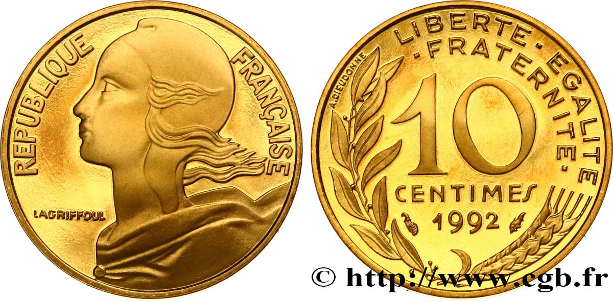 10 centimes Marianne, Belle Épreuve 1992 Pessac F.144/33 var. MS 