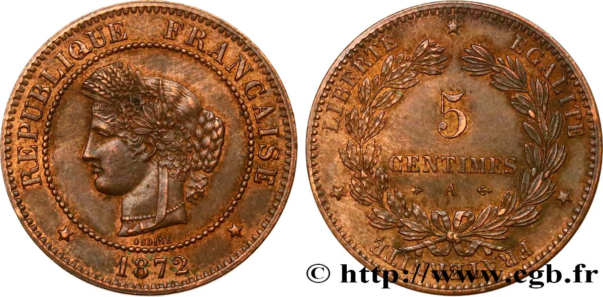 5 centimes Cérès 1872 Paris F.118/4 SS53 