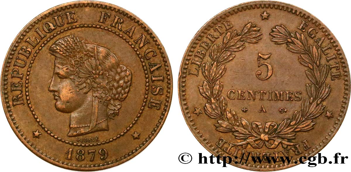 5 centimes Cérès 1879 Paris F.118/20 TTB45 