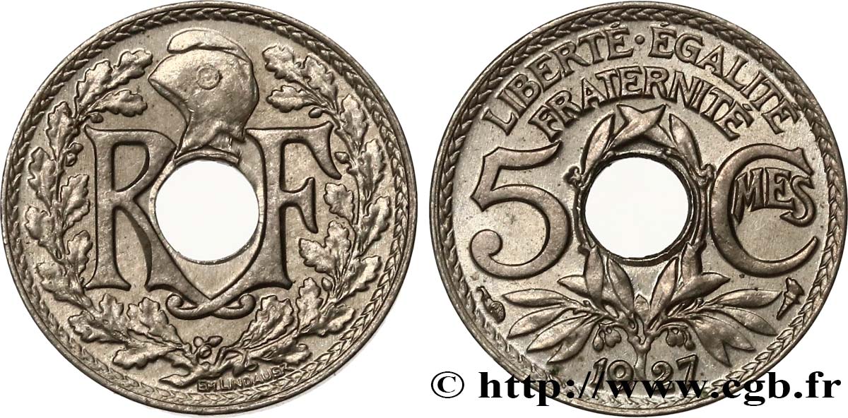5 centimes Lindauer, petit module 1927  F.122/12 SPL58 