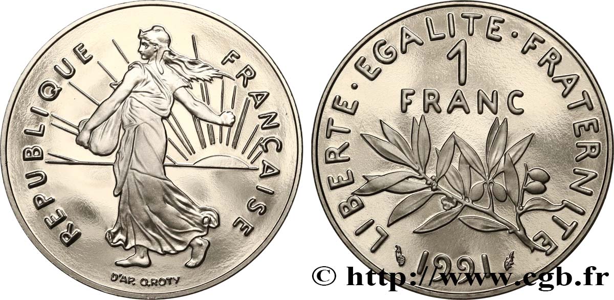 1 franc Semeuse, nickel, BE (Belle Épreuve) 1991 Pessac F.226/36 var. MS 