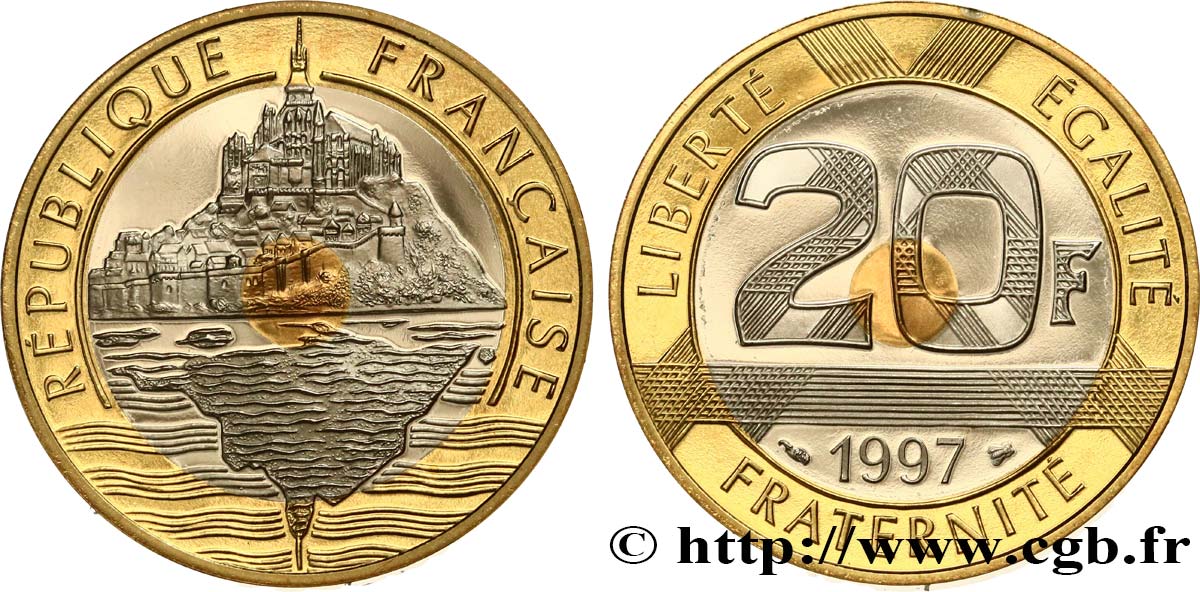 20 francs Mont Saint-Michel, BE (Belle Épreuve) 1997 Pessac F.403/13 var. FDC 