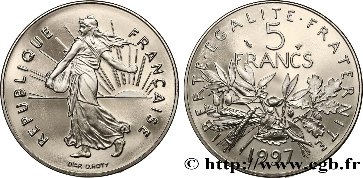 5 francs Semeuse, nickel, BE (Belle Épreuve) 1997 Pessac F.341/33 var. MS 