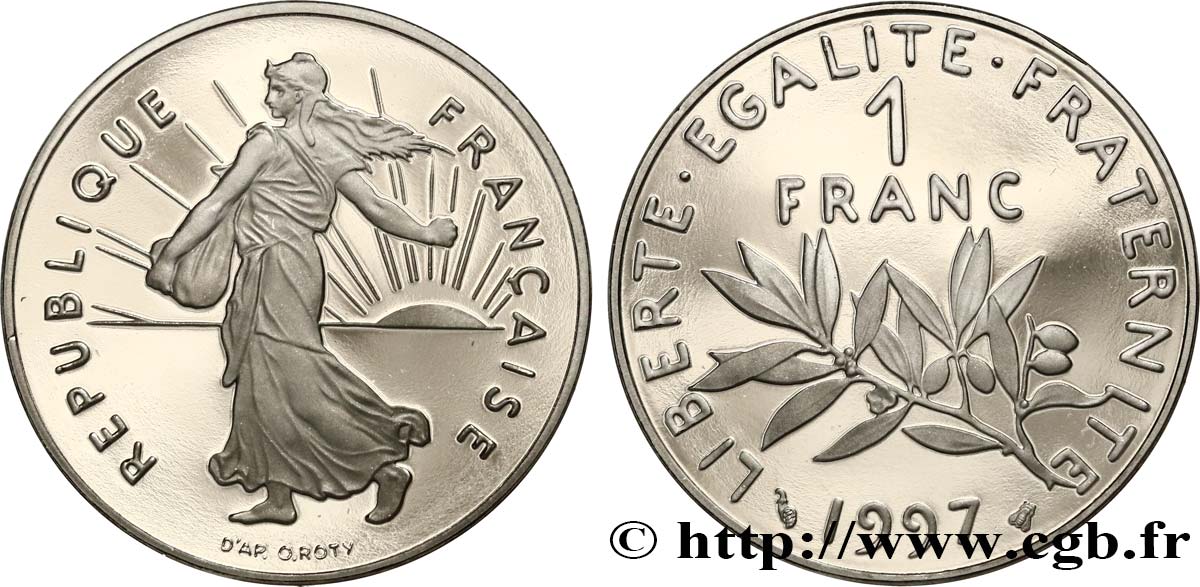 1 franc Semeuse, nickel, BE (Belle Épreuve) 1997 Pessac F.226/45 var. ST 