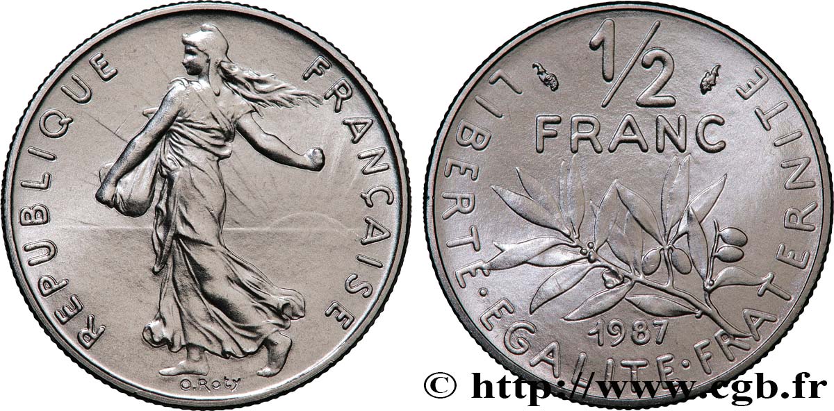 1/2 franc Semeuse, Brillant Universel 1987 Pessac F.198/26 MS 