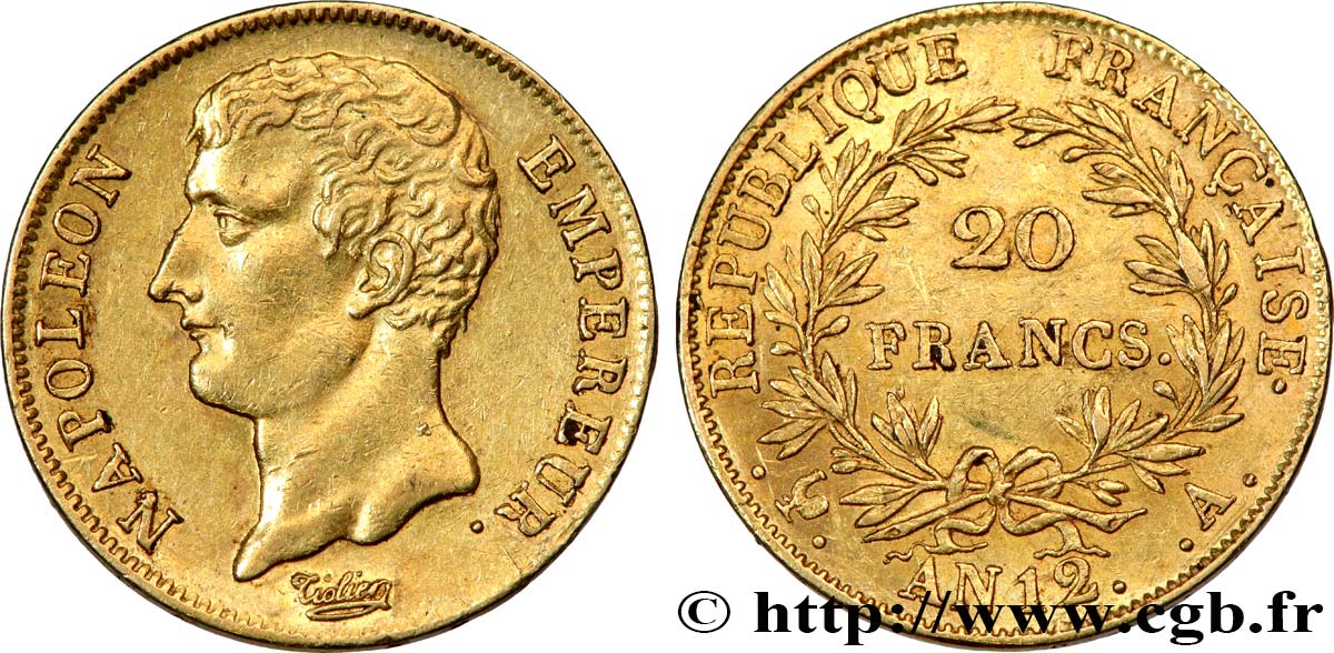 20 francs or Napoléon Empereur, buste intermédiaire 1804 Paris F.511/1 fVZ 