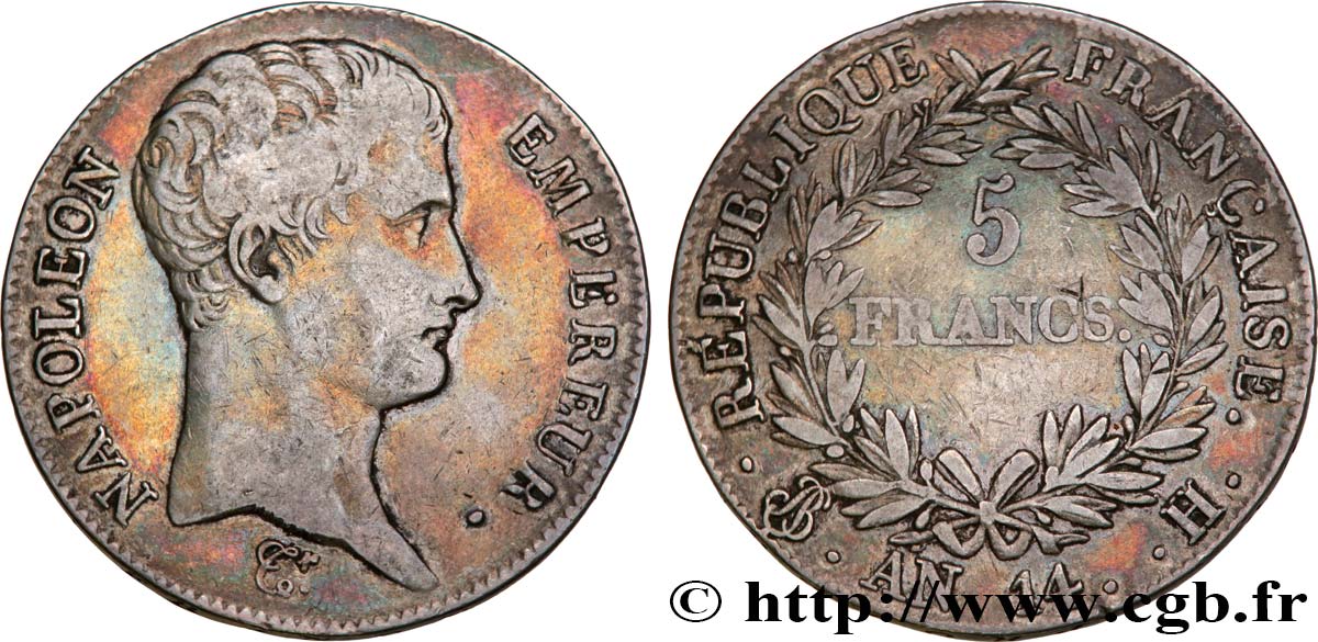 5 francs Napoléon Empereur, Calendrier révolutionnaire 1805 La rochelle F.303/22 TB25 