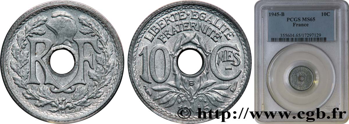 10 centimes Lindauer, petit module 1945 Beaumont-Le-Roger F.143/3 MS65 PCGS