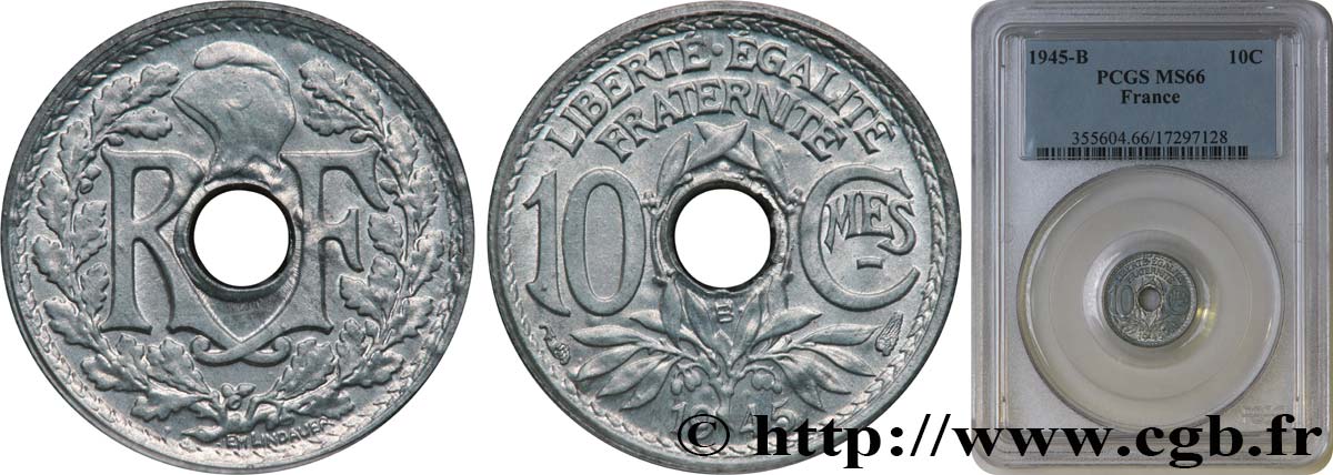 10 centimes Lindauer, petit module 1945 Beaumont-Le-Roger F.143/3 MS66 PCGS