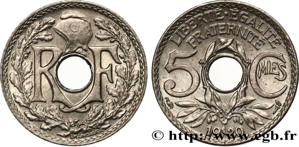 5 centimes Lindauer, grand module 1920  F.121/4 MS60 