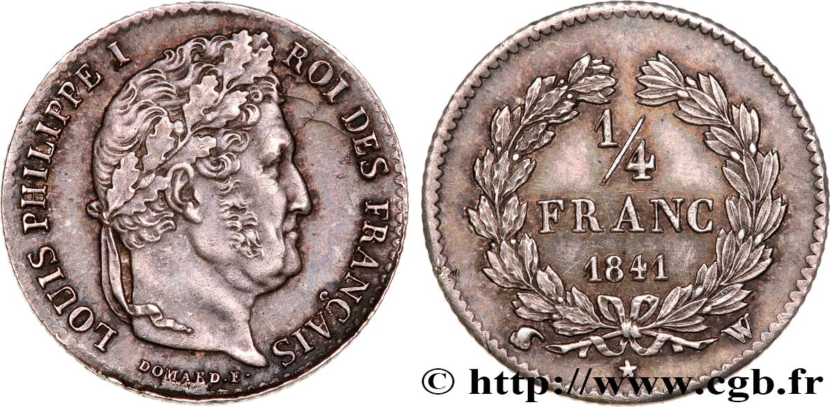 1/4 franc Louis-Philippe 1841 Lille F.166/88 SUP58 