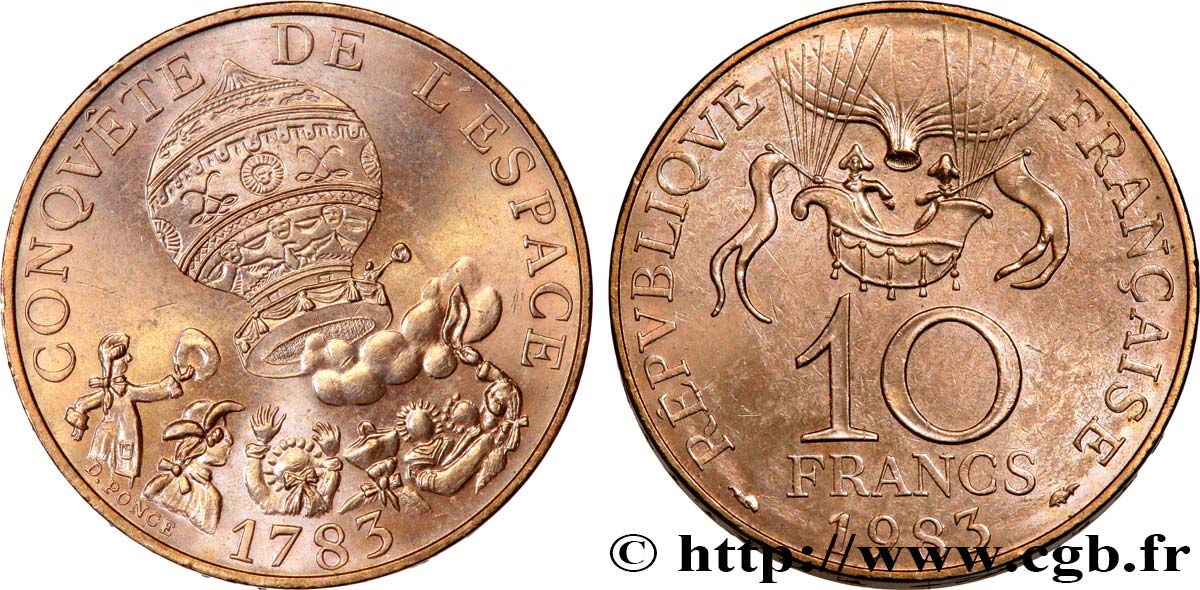 10 francs Conquête de l’Espace 1983  F.367/2 AU55 