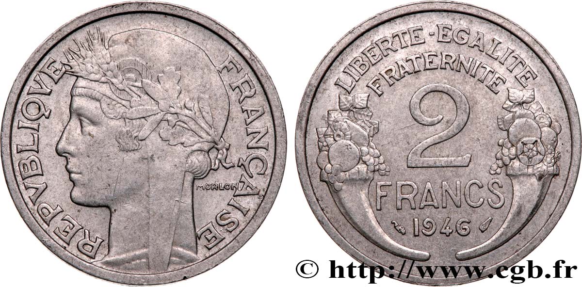 2 francs Morlon, aluminium 1946  F.269/8 BB45 