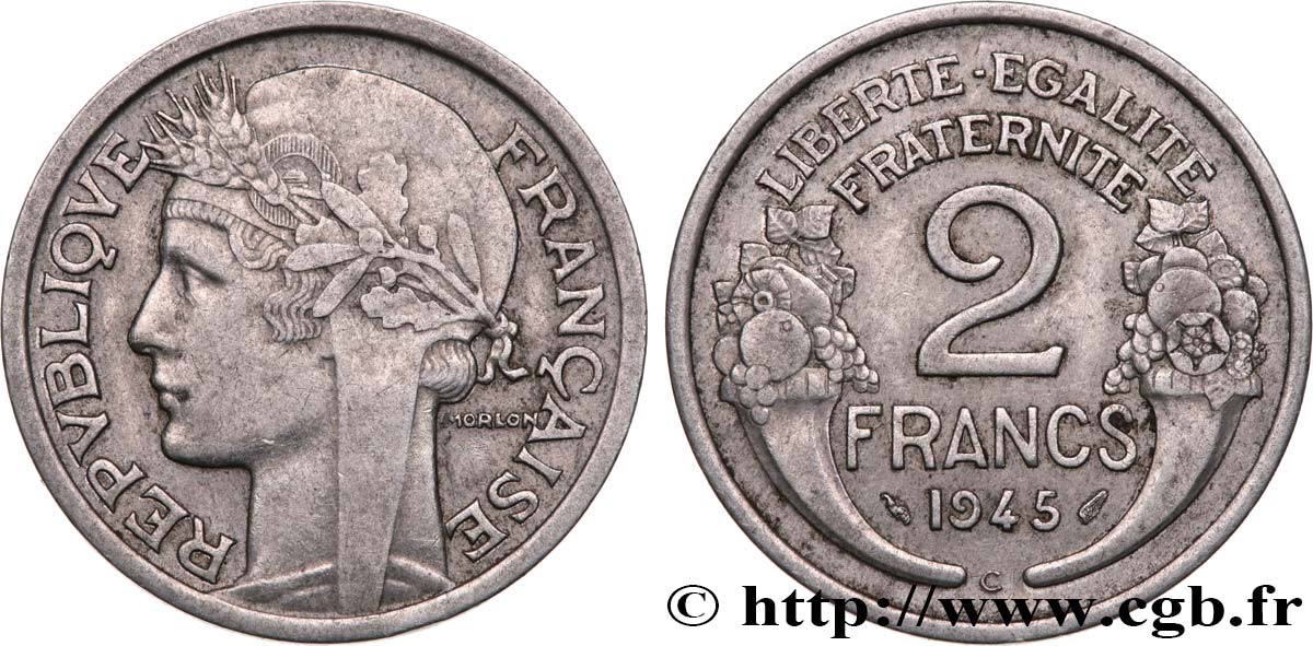 2 francs Morlon, aluminium 1945 Castelsarrasin F.269/7 MB35 