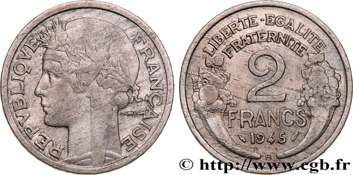 2 francs Morlon, aluminium 1945 Beaumont-Le-Roger F.269/6 TB35 