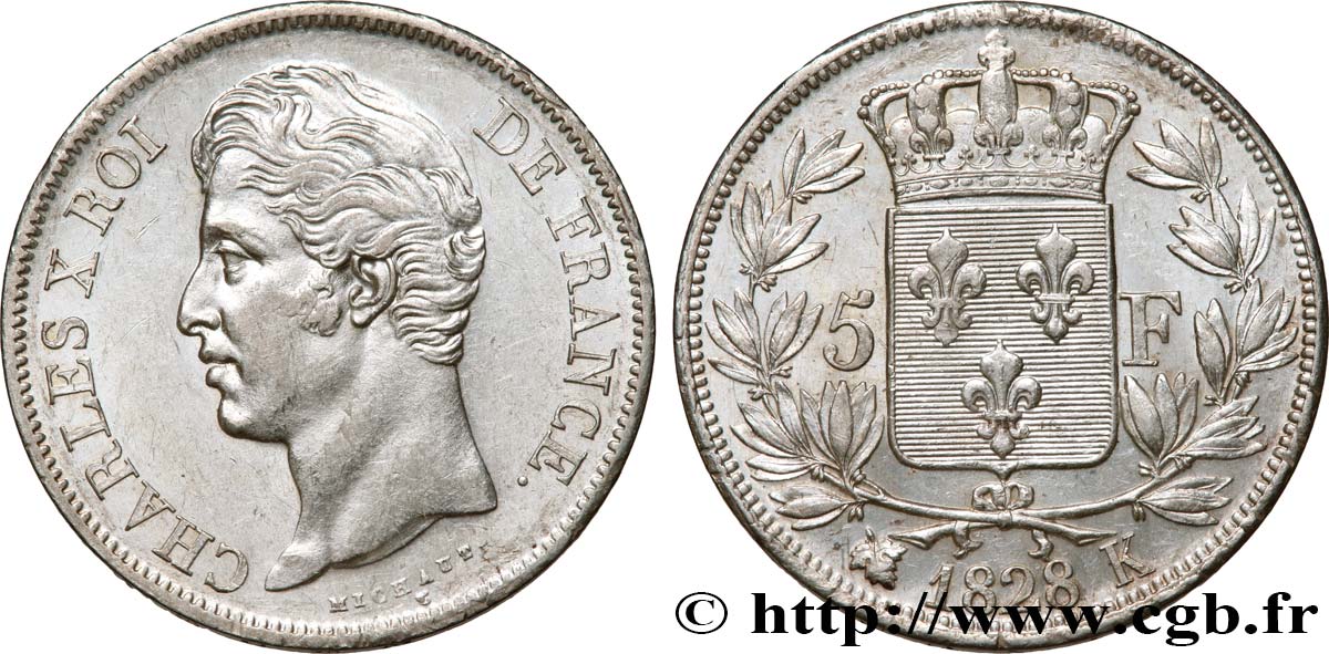 5 francs Charles X, 2e type 1828 Bordeaux F.311/20 TTB+ 