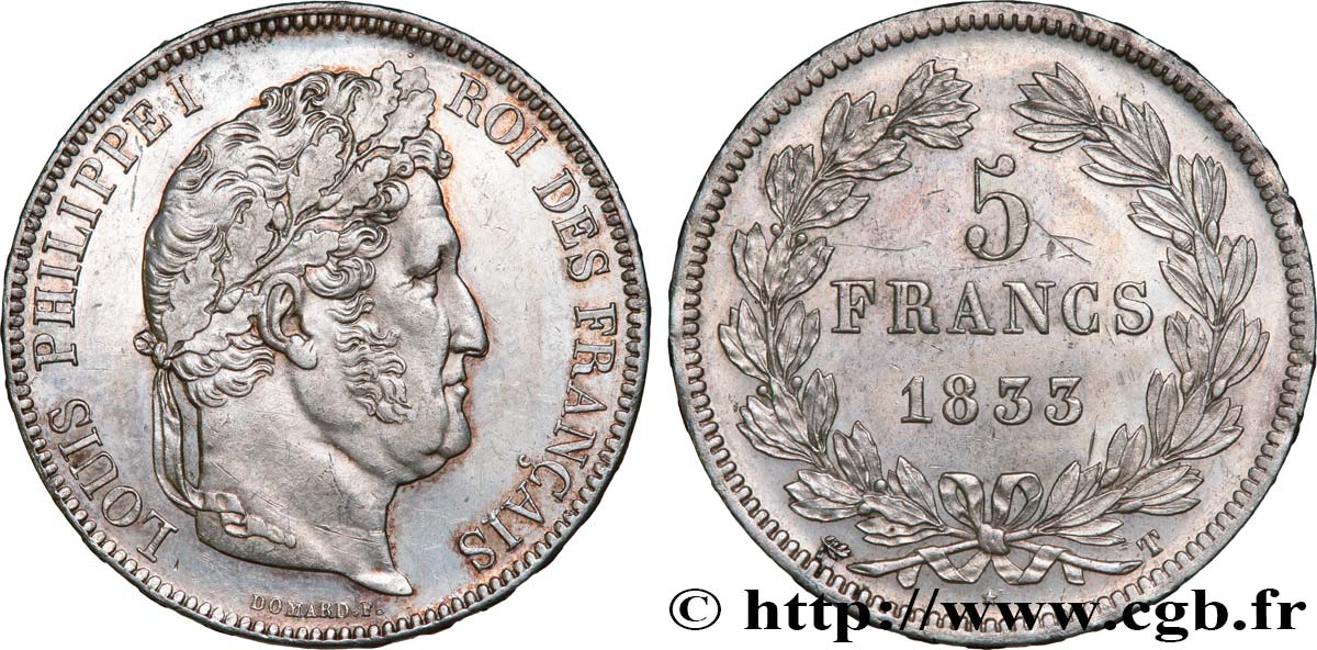 5 francs IIe type Domard 1833 Nantes F.324/26 MBC52 