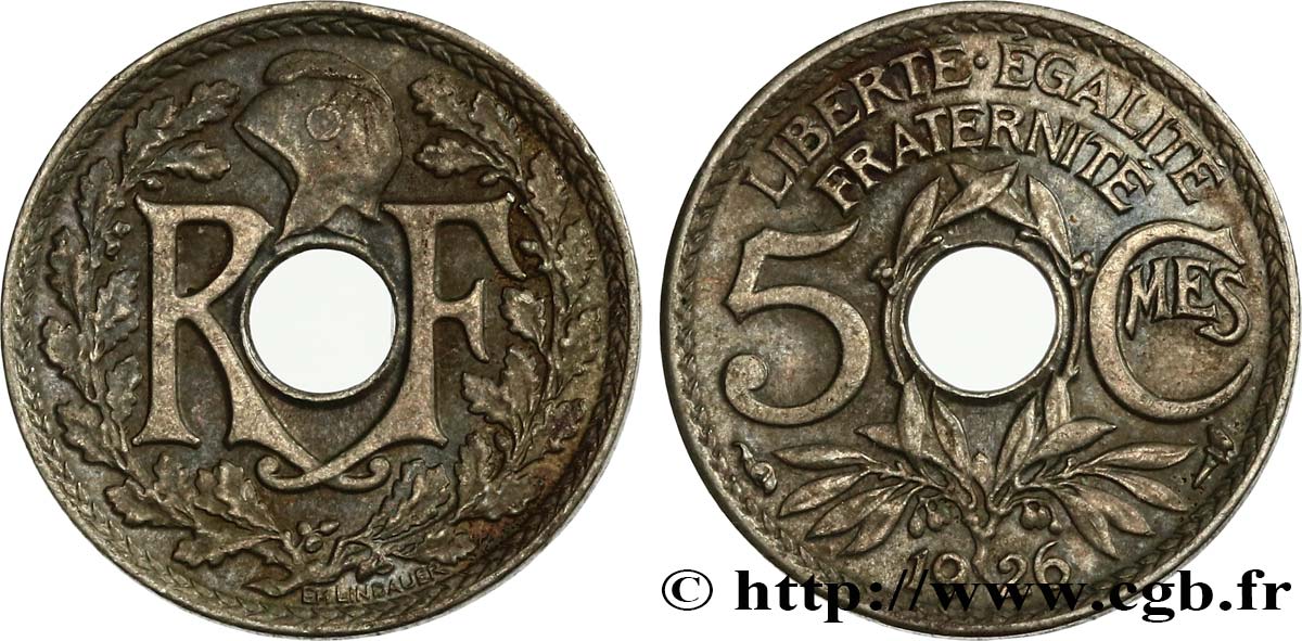 5 centimes Lindauer, petit module 1926  F.122/11 MBC45 