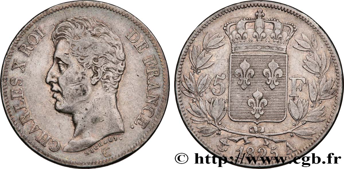 5 francs Charles X, 1er type 1825 Paris F.310/2 q.BB 