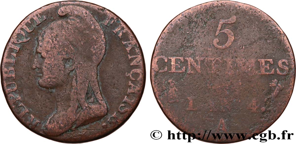 5 centimes Dupré, petit module 1796 Paris F.113/1 B10 