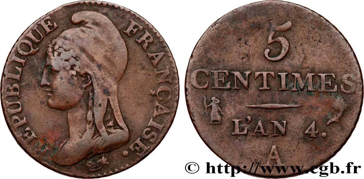 5 centimes Dupré, petit module 1796 Paris F.113/1 TB25 