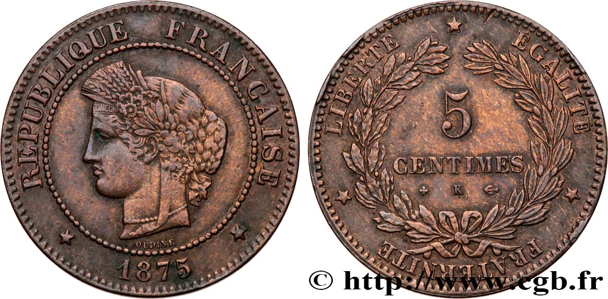5 centimes Cérès 1875 Bordeaux F.118/12 TTB 