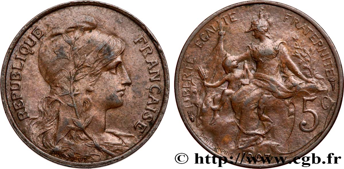 5 centimes Daniel-Dupuis 1907  F.119/17 BB45 