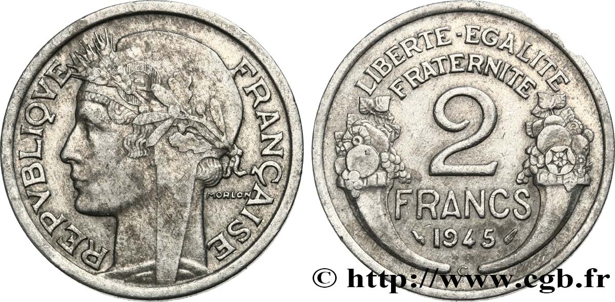 2 francs Morlon, aluminium 1945 Castelsarrasin F.269/7 q.BB 