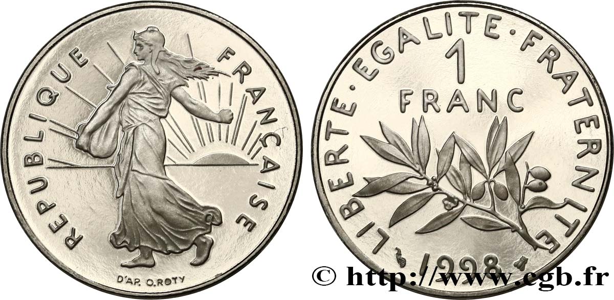 1 franc Semeuse, nickel, BE (Belle Épreuve) 1998 Pessac F.226/46 var. MS 