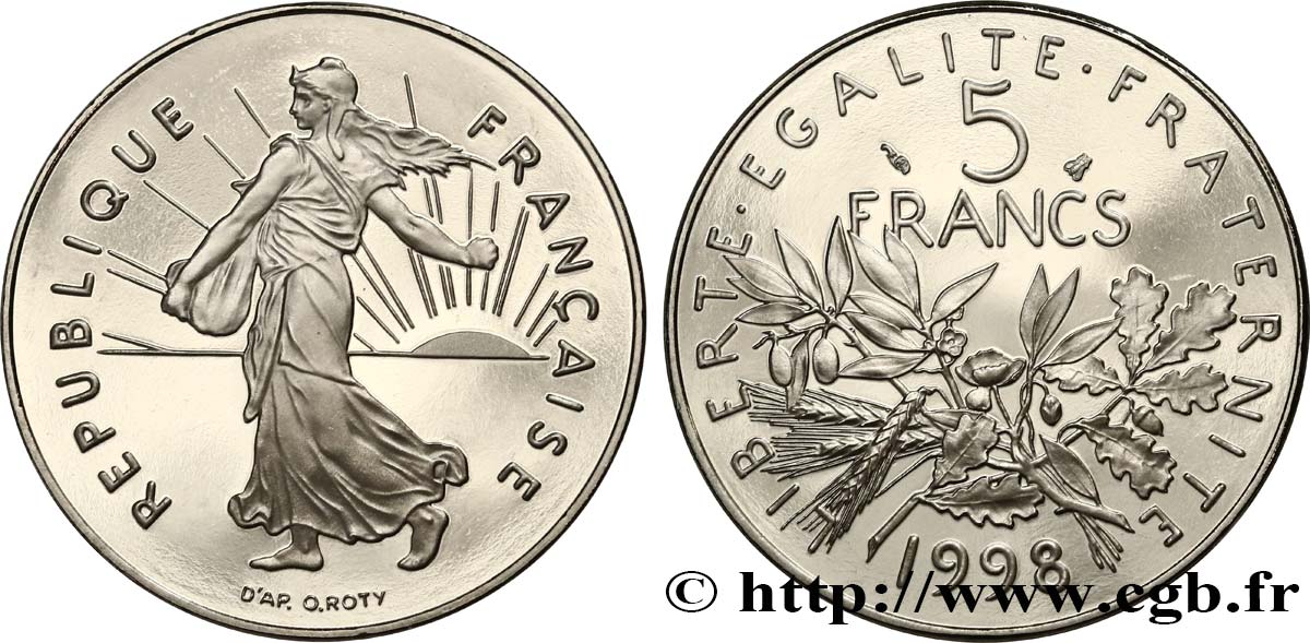 5 francs Semeuse, nickel, BE (Belle Épreuve) 1998 Pessac F.341/34 var. FDC 