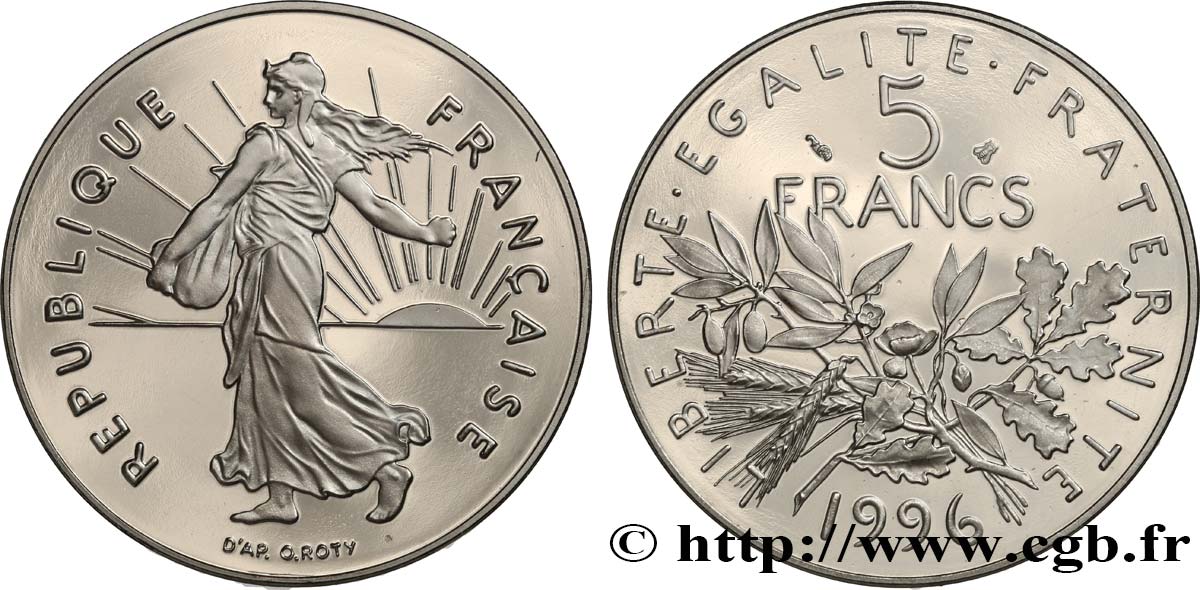 5 francs Semeuse, nickel, BE (Belle Épreuve) 1996 Pessac F.341/32 var. ST 