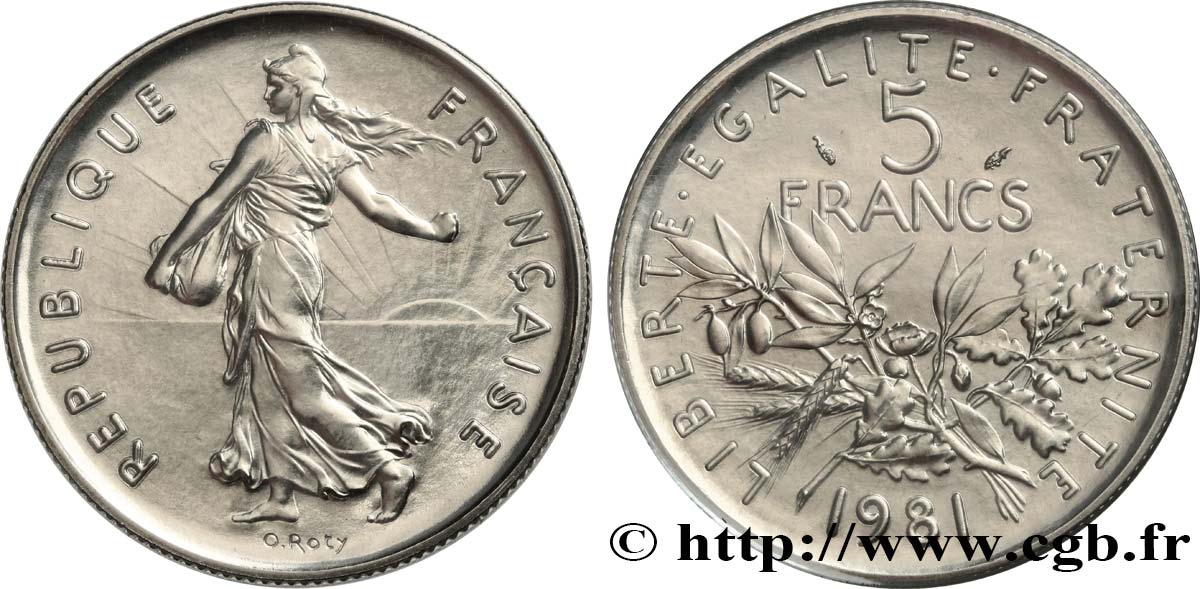 5 francs Semeuse, nickel 1981 Pessac F.341/13 ST 