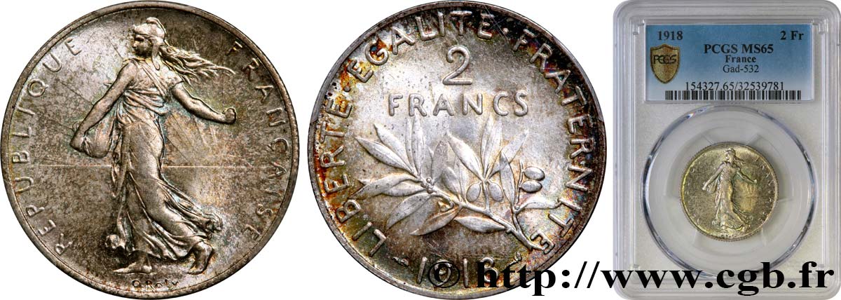2 francs Semeuse 1918  F.266/20 MS65 PCGS