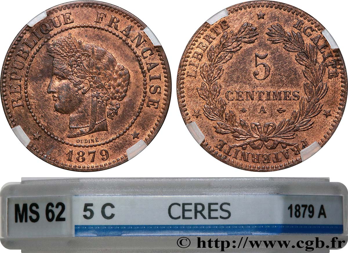 5 centimes Cérès 1879 Paris F.118/19 EBC62 GENI