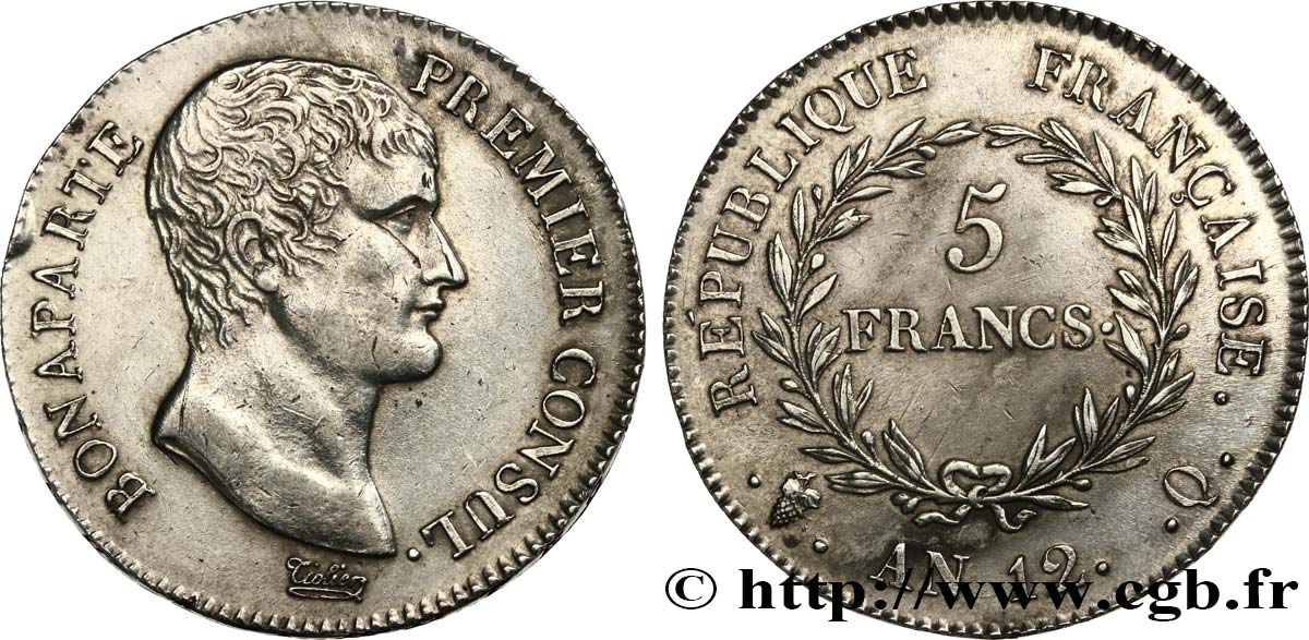 5 francs Bonaparte Premier Consul 1804 Perpignan F.301/23 AU 