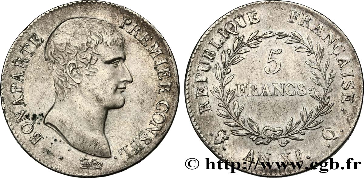 5 francs Bonaparte Premier Consul 1803 Perpignan F.301/7 SS 
