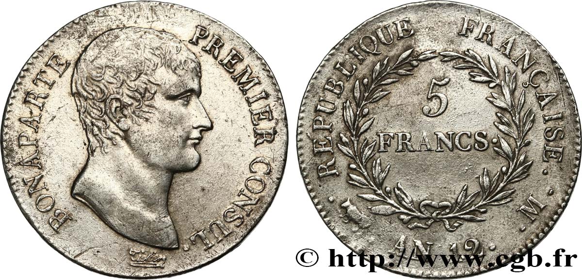 5 francs Bonaparte Premier Consul 1804 Toulouse F.301/19 TTB 