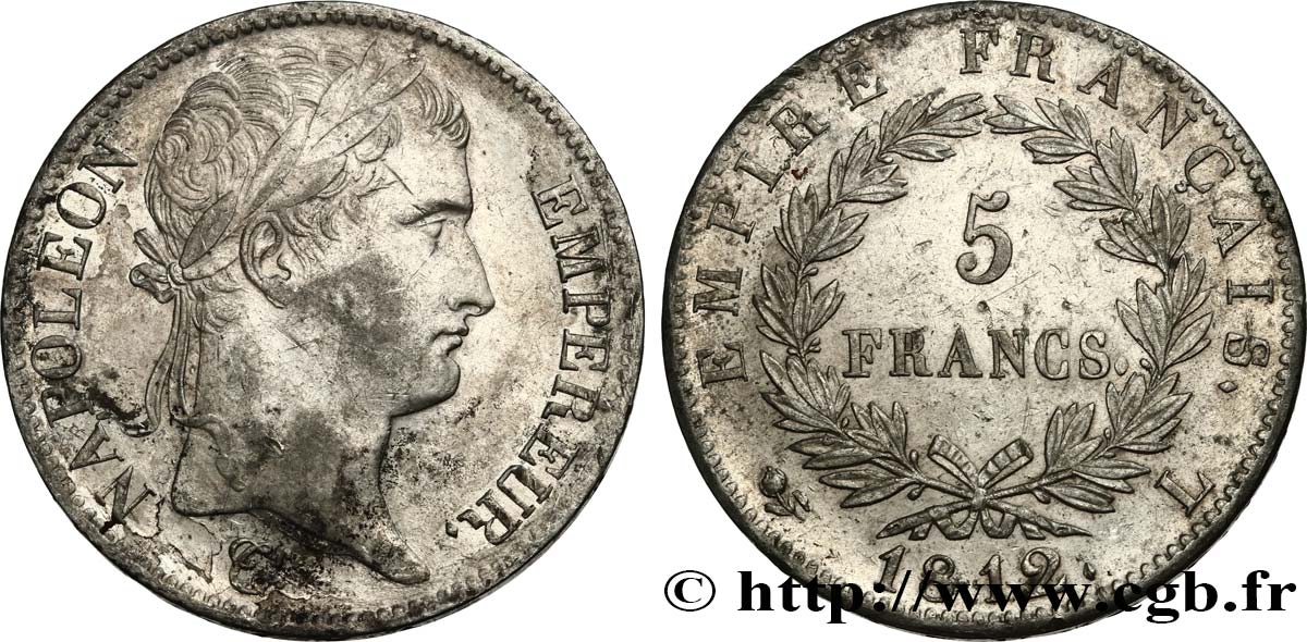 5 francs Napoléon Empereur, Empire français 1812 Bayonne F.307/48 MBC+ 