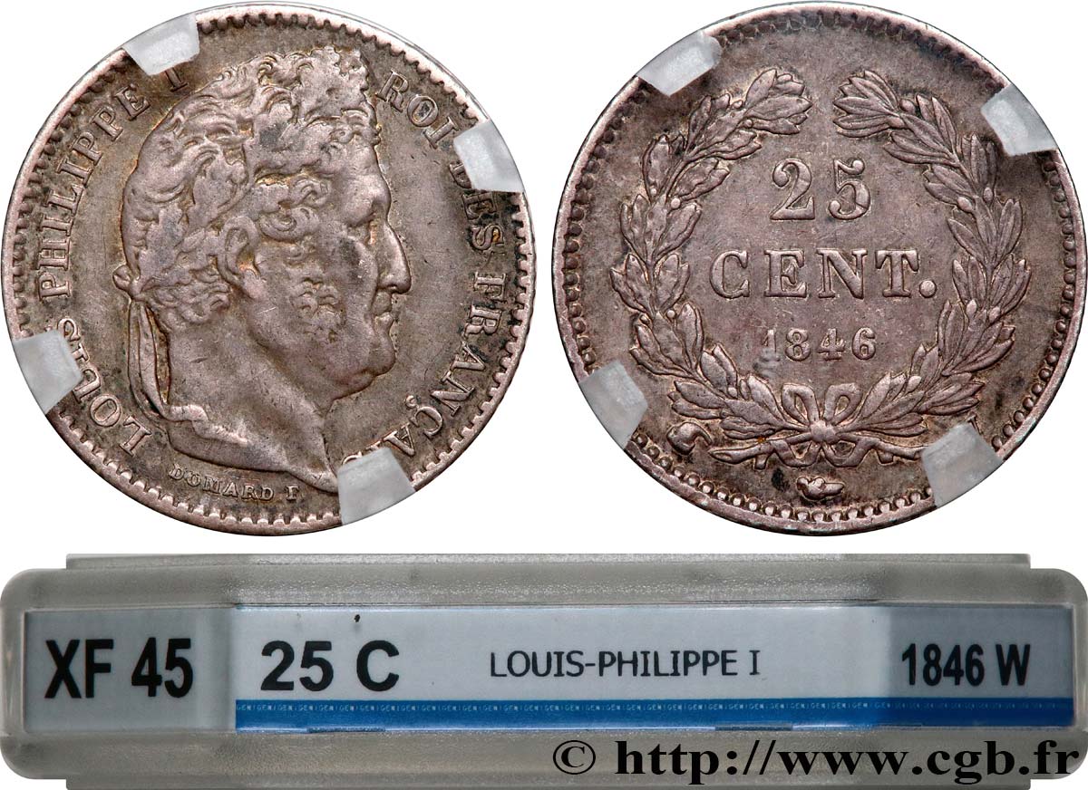 25 centimes Louis-Philippe 1846 Lille F.167/8 SS45 GENI