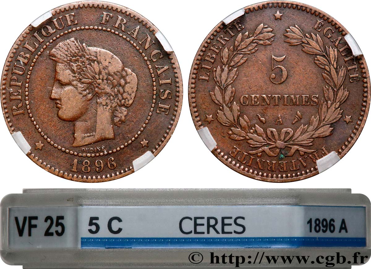 5 centimes Cérès 1896 Paris F.118/38 VF25 GENI